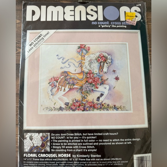 Retired Dimensions Floral Carousel Horse Cross Stitch Kit - Picture 1 of 3